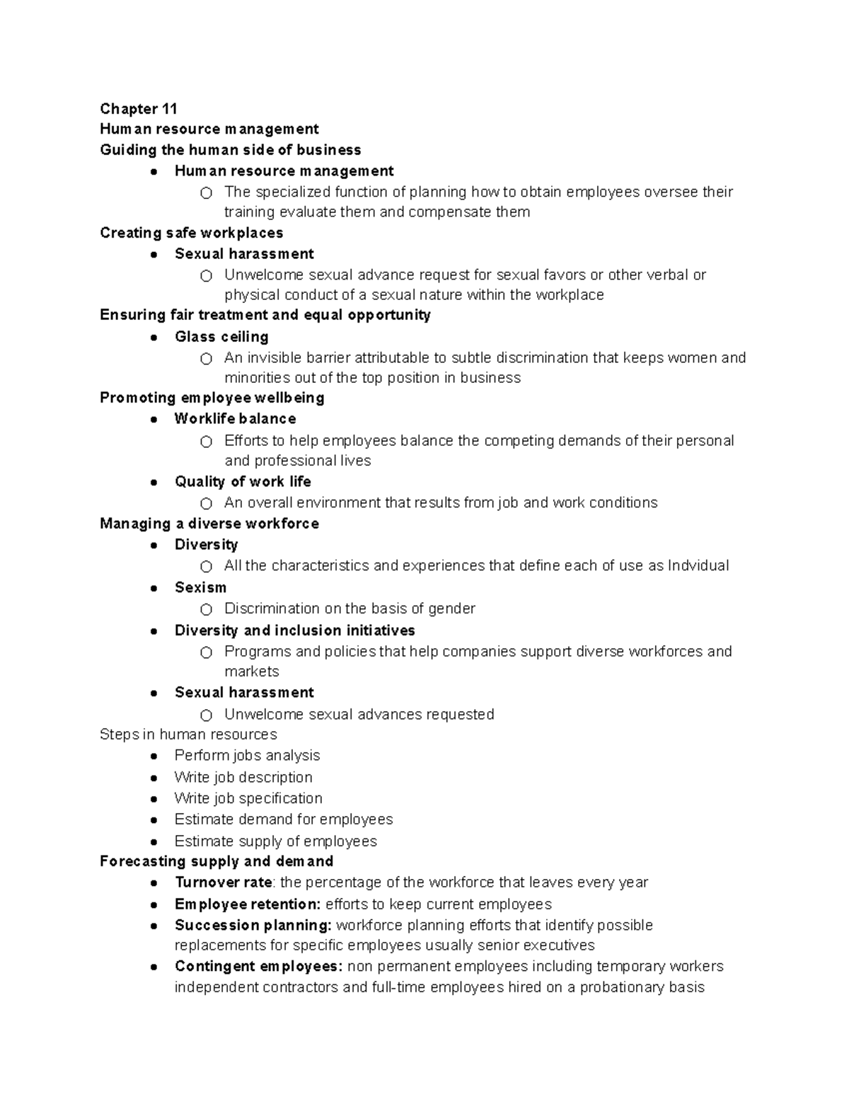 Untitled document - Chapter11 Lecture Notes - Chapter 11 Human resource ...