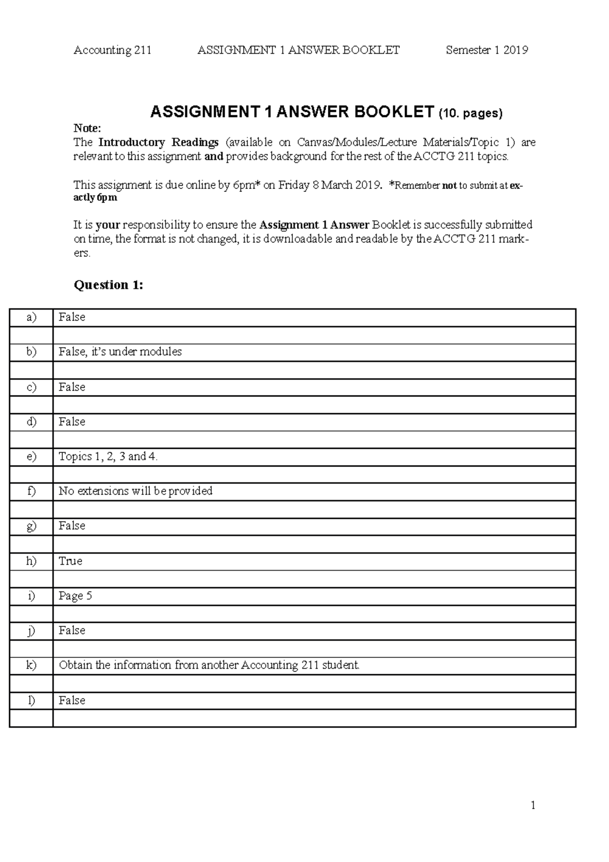 assignment answers