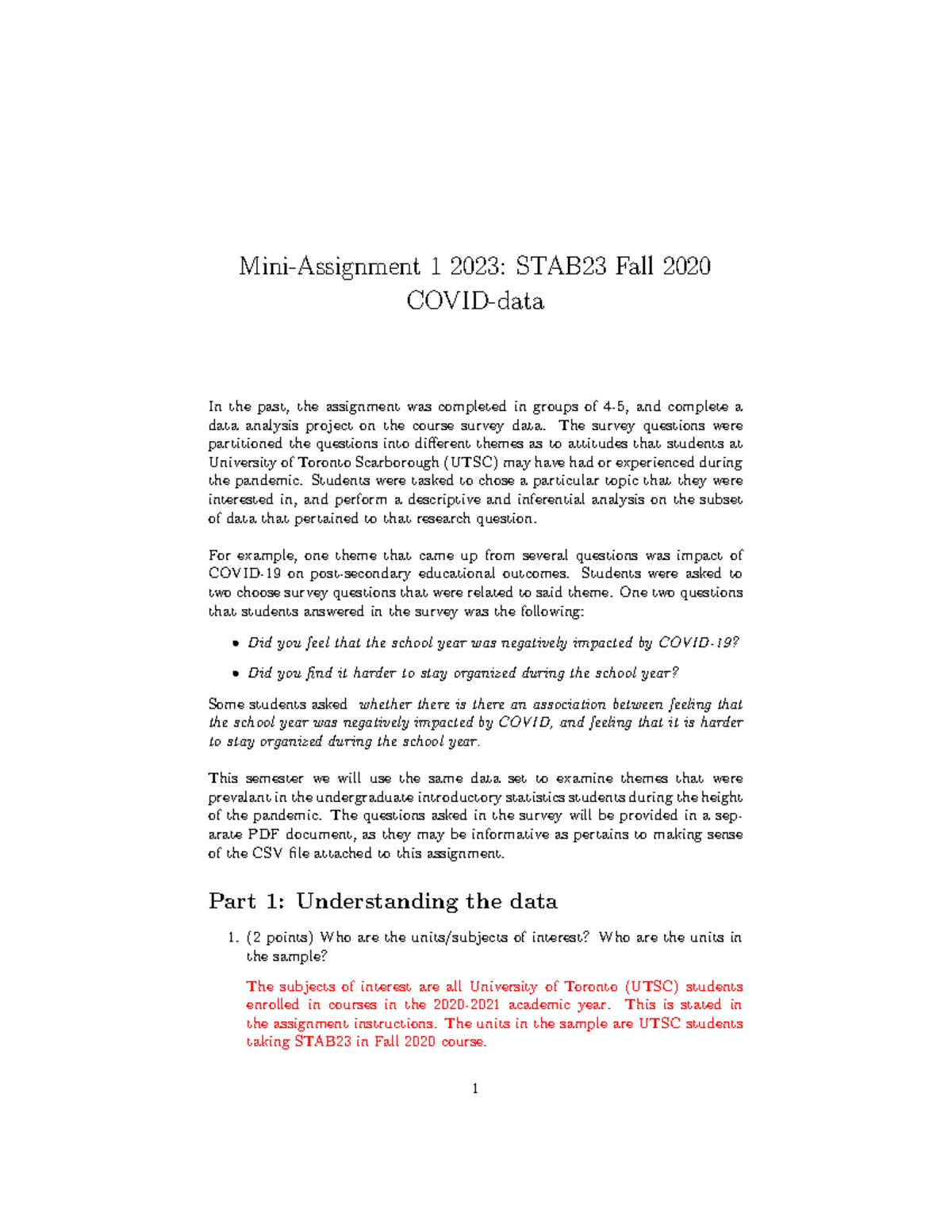 Mini+Assignment+1+Solutions - Mini-Assignment 1 2023: STAB23 Fall 2020 ...