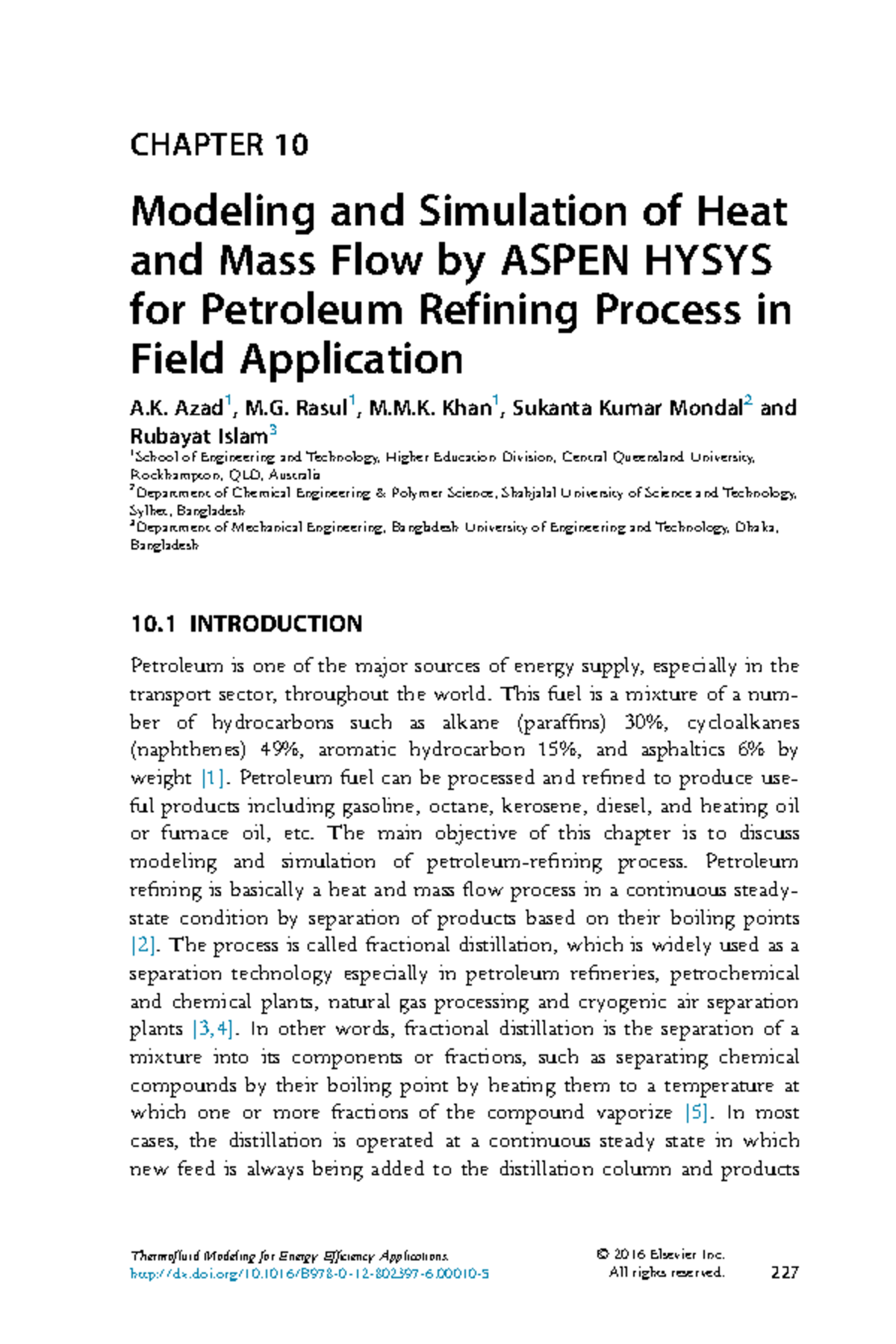 Modeling and Simulation of Heat and Mass Flow by Aspen Hysys for ...