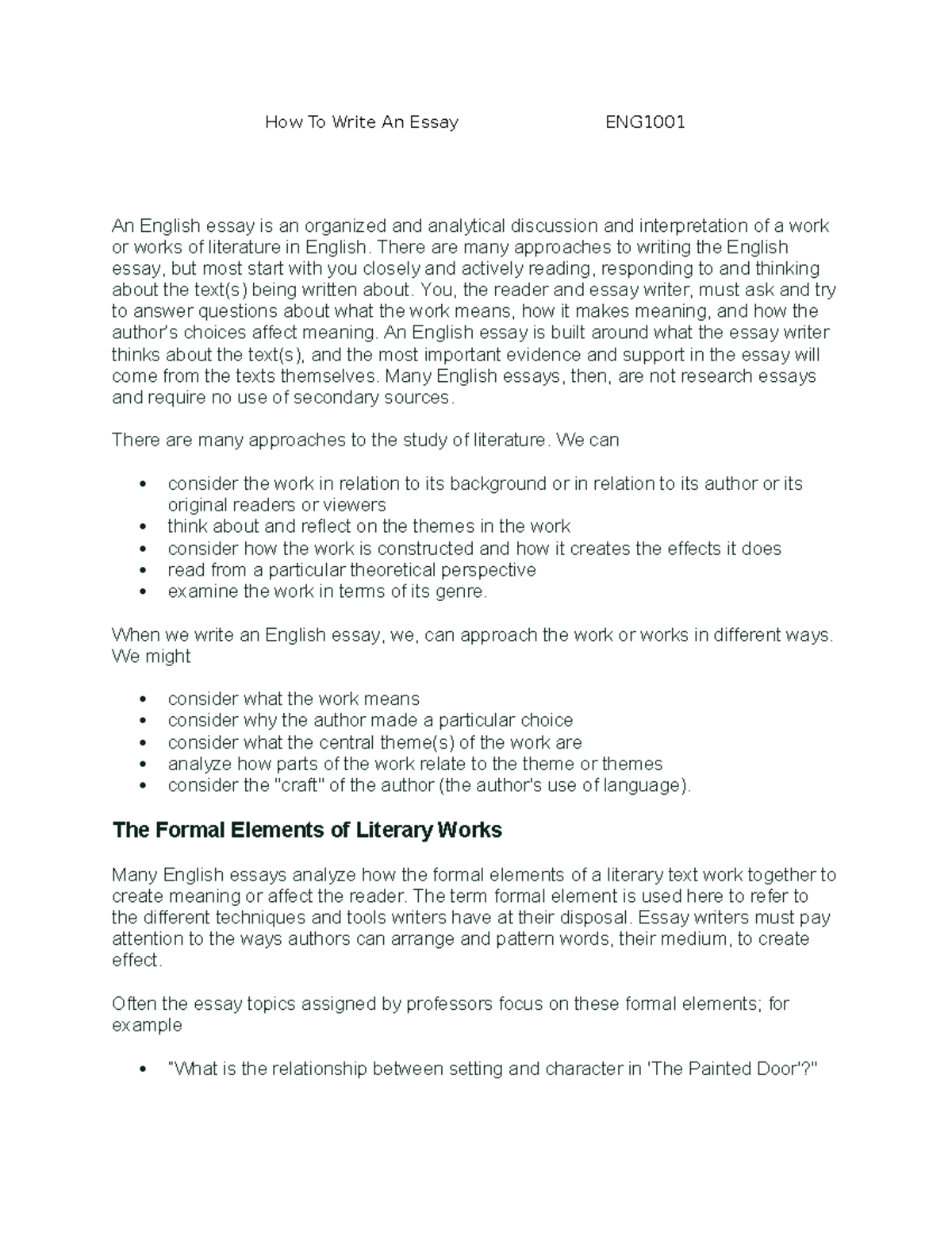 Essay 101 - How To Write An Essay ENG An English essay is an organized ...