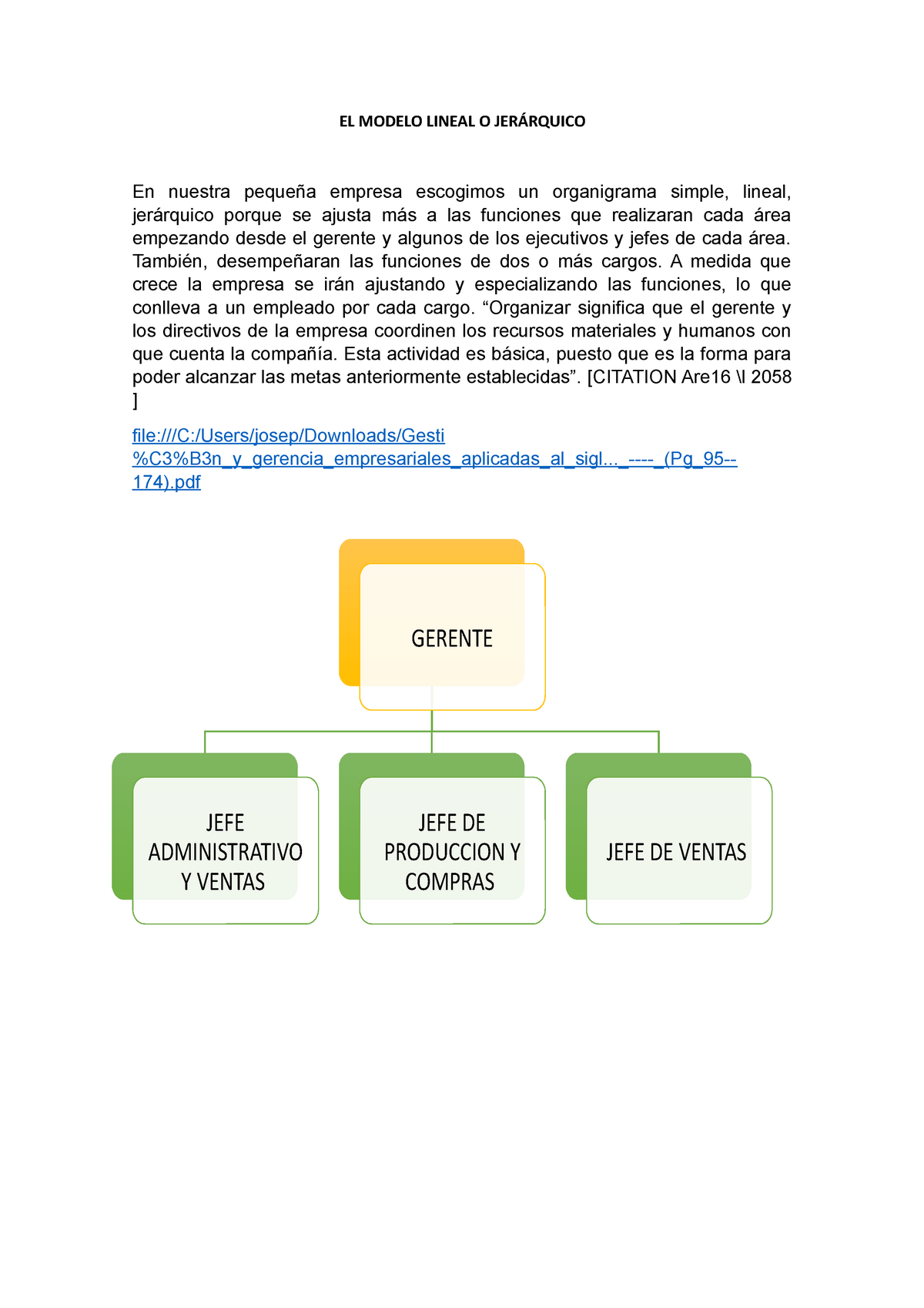 Organigrama gestión proyecto - practica parcial - EL MODELO LINEAL O  JERÁRQUICO En nuestra pequeña - Studocu