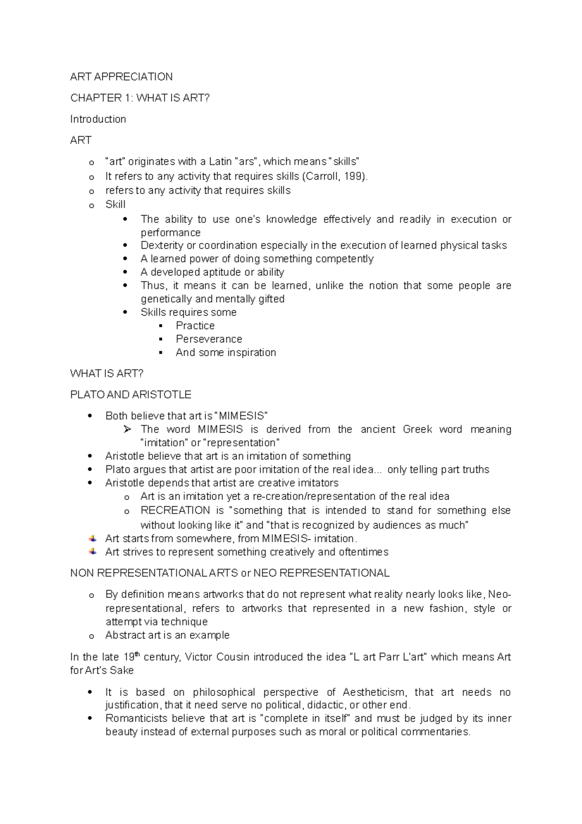 ART Appreciation ART APPRECIATION CHAPTER 1 WHAT IS ART