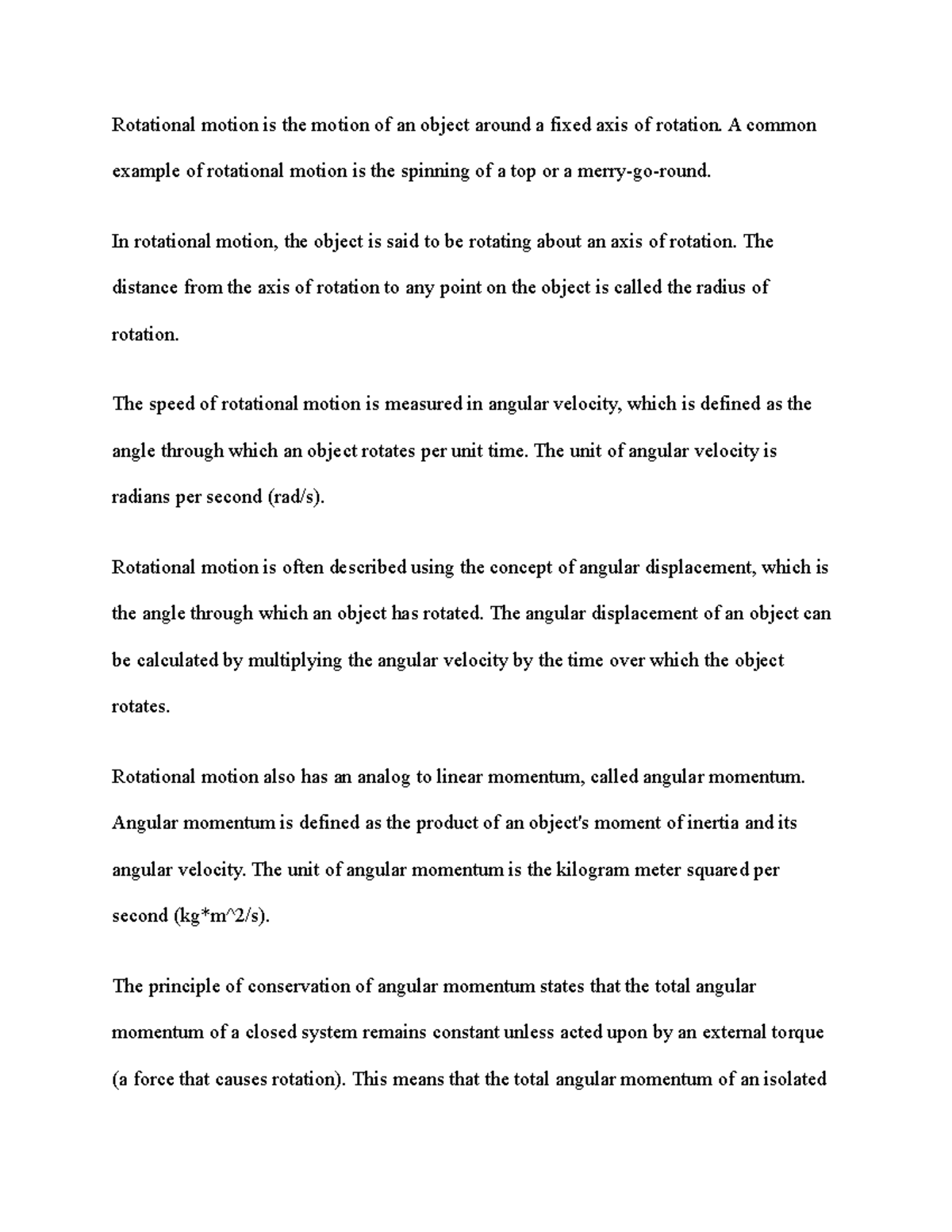 Rotational Motional - Rotational motion is the motion of an object ...