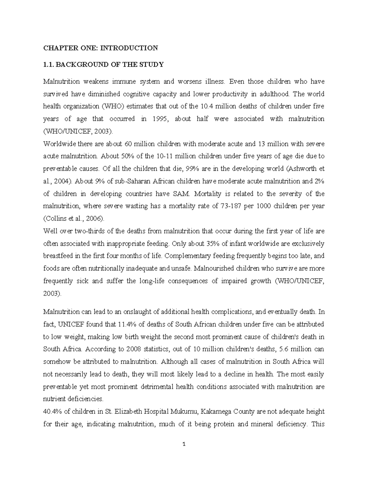 Research ON Factors Contributing TO MALN - CHAPTER ONE: INTRODUCTION 1 ...
