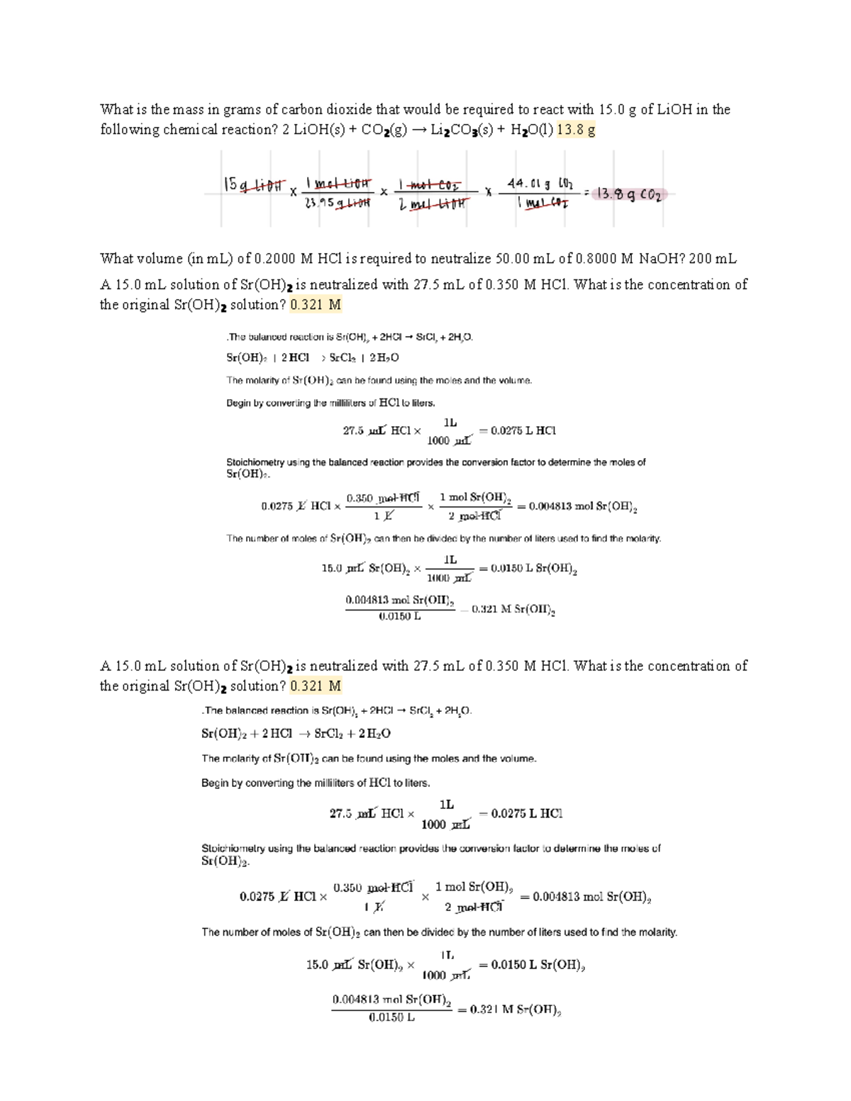 Chemistry 101 - Chapter 4.1 - Part 5-6 - What is the mass in grams of ...