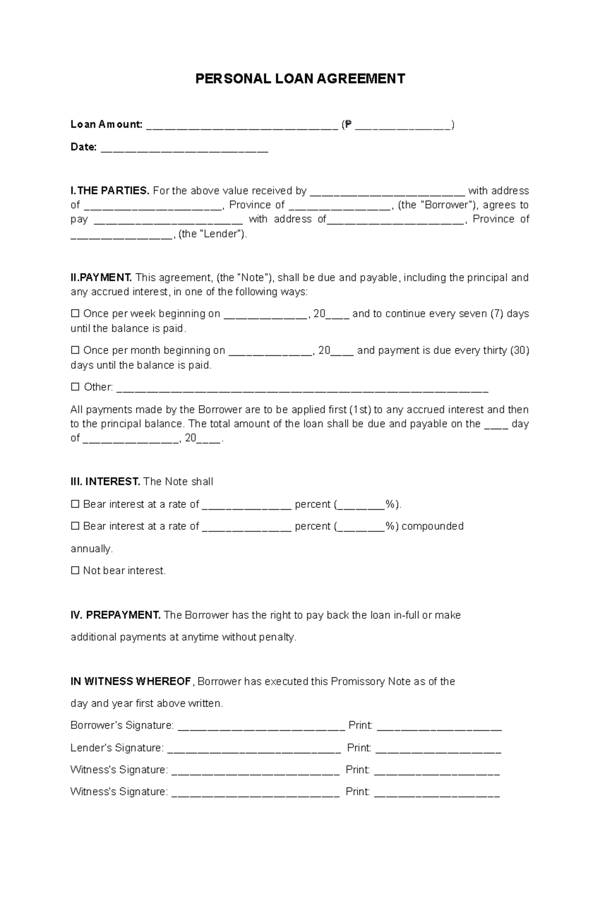 Personal-LOAN- Agreement - PERSONAL LOAN AGREEMENT Loan Amount