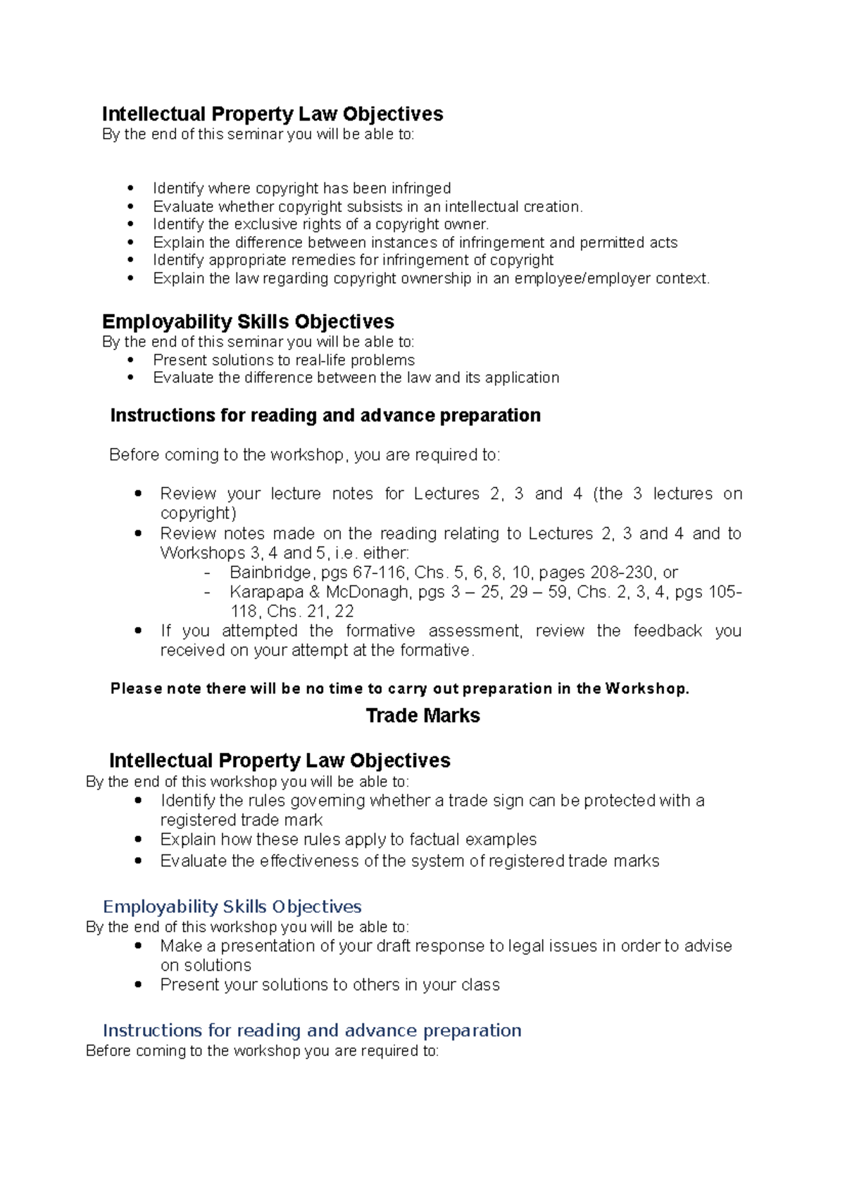 Intellectual Property Law Objectives TM Identify the exclusive rights