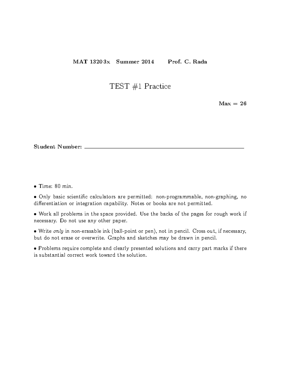 MAT 1320 S2014 Summer Midterm Practice Test 1 - MAT 1320 3x Summer 2014 ...