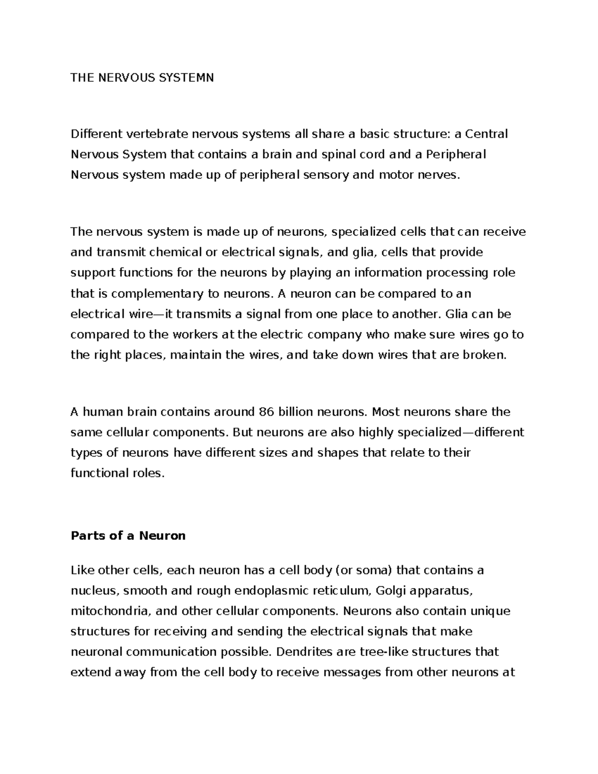 2.the Nervous System - The Nervous Systemn Different Vertebrate Nervous 