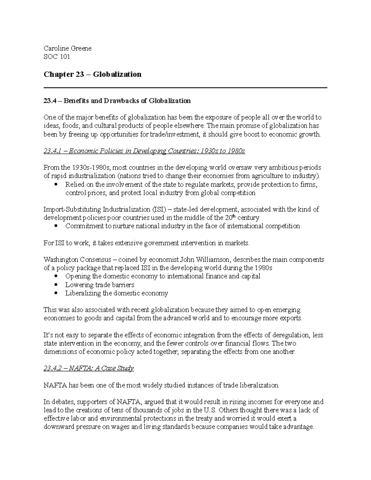 23.4 - Benefits and Drawbacks of Globalization - Caroline Greene SOC ...