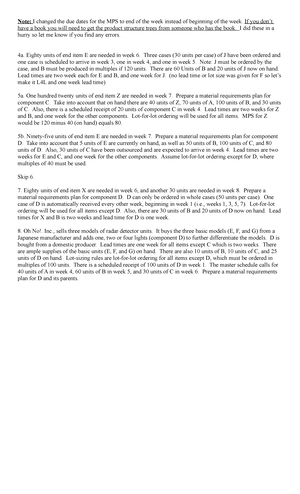 MRP Practice Problem - Use the same Product Structure data as the ...