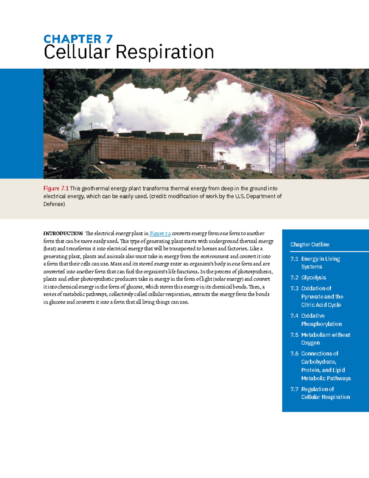 Chapter 7 Cellular Respiration Part 1 Chapter 7 Cellular Respiration Figure 7 This Geothermal