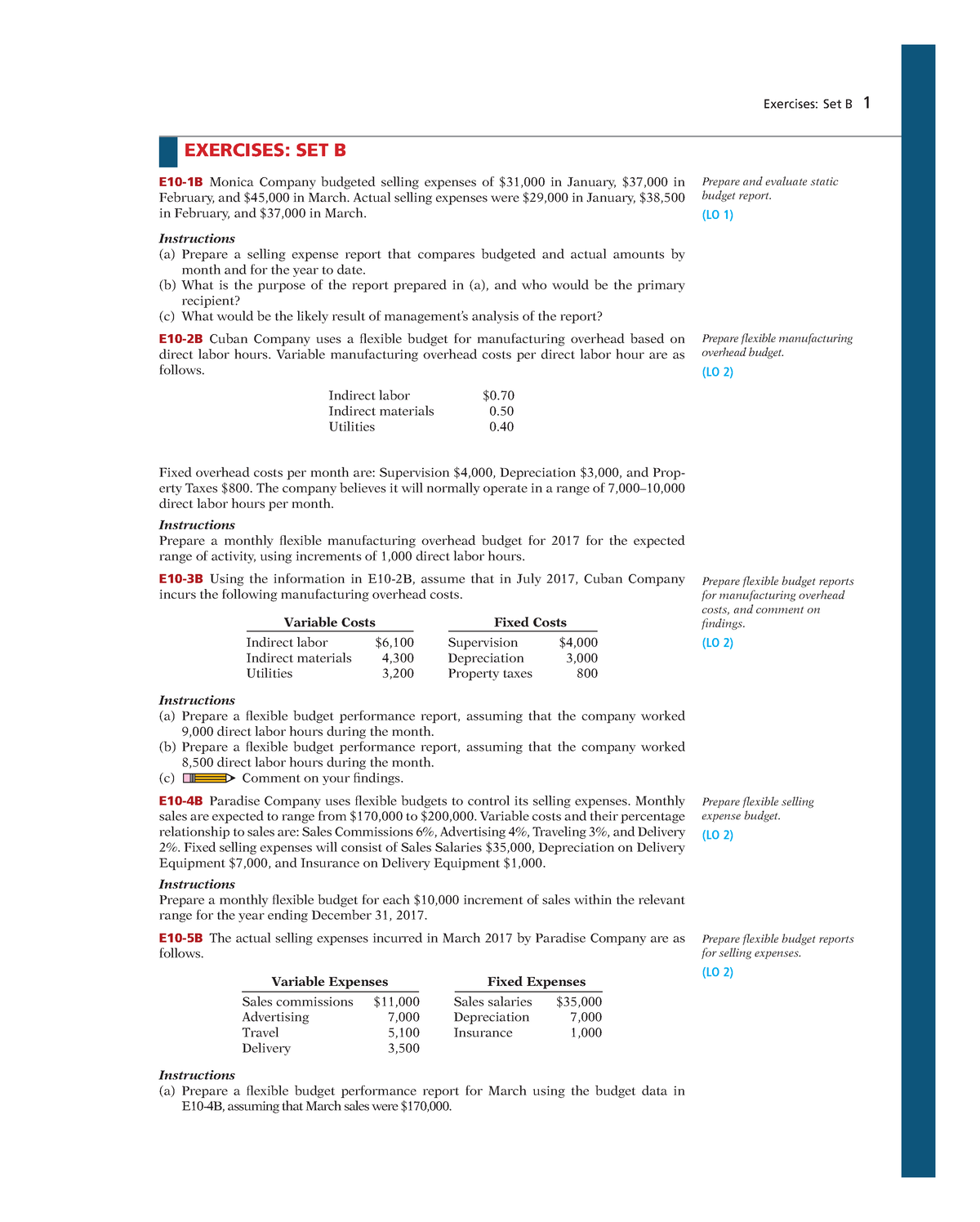 Exercises And Problems Chapter 2 Budgets - Exercises: Set B 1 E10-1B ...