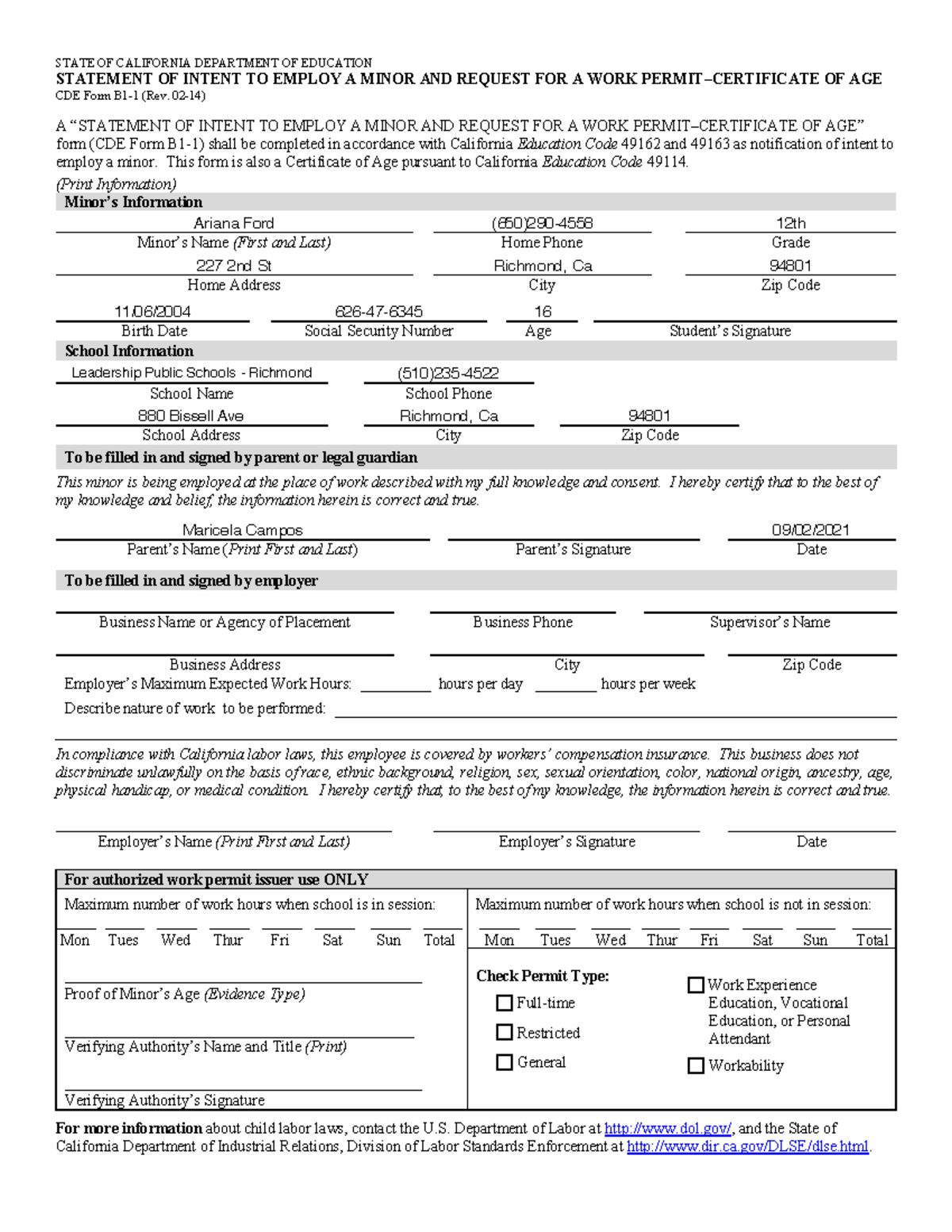 Dlseformb 1-1-7 - AP Government - General STATE OF CALIFORNIA ...