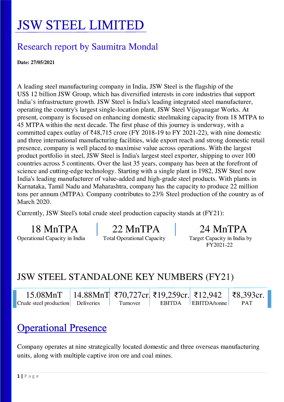 jsw steel research report pdf