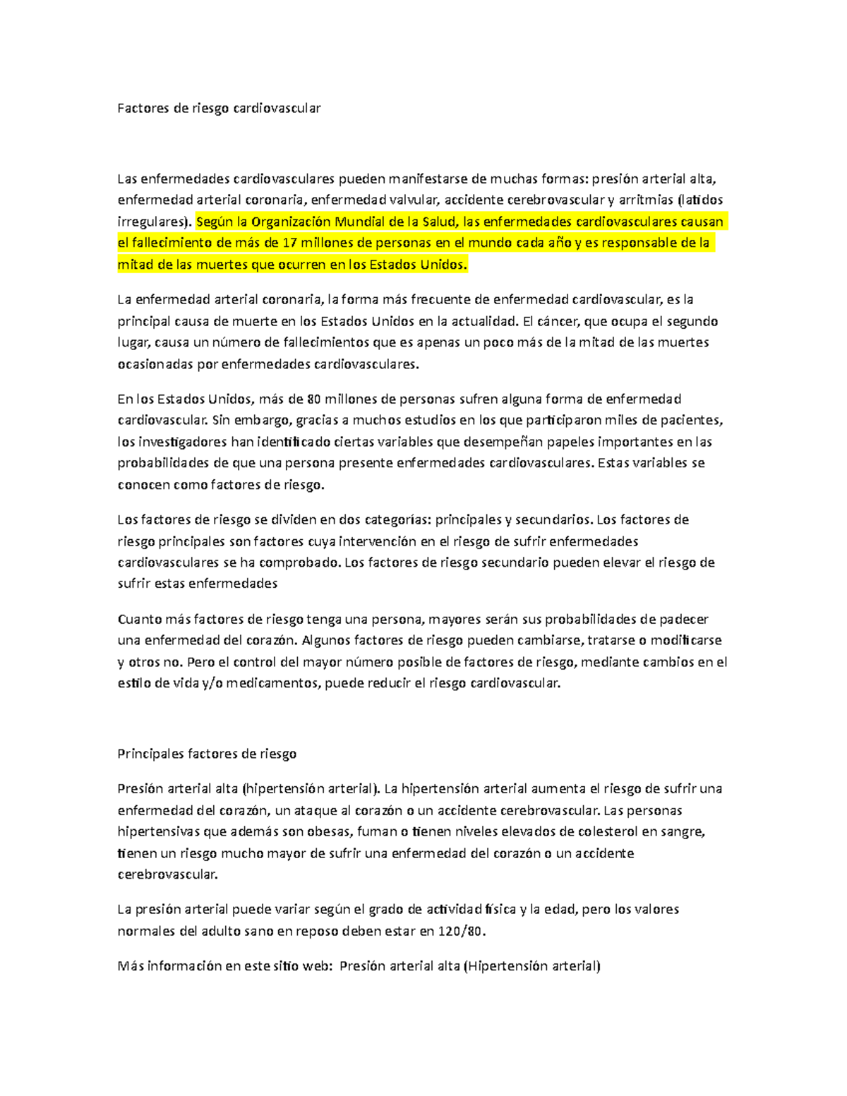 La presión arterial alta causa la muerte