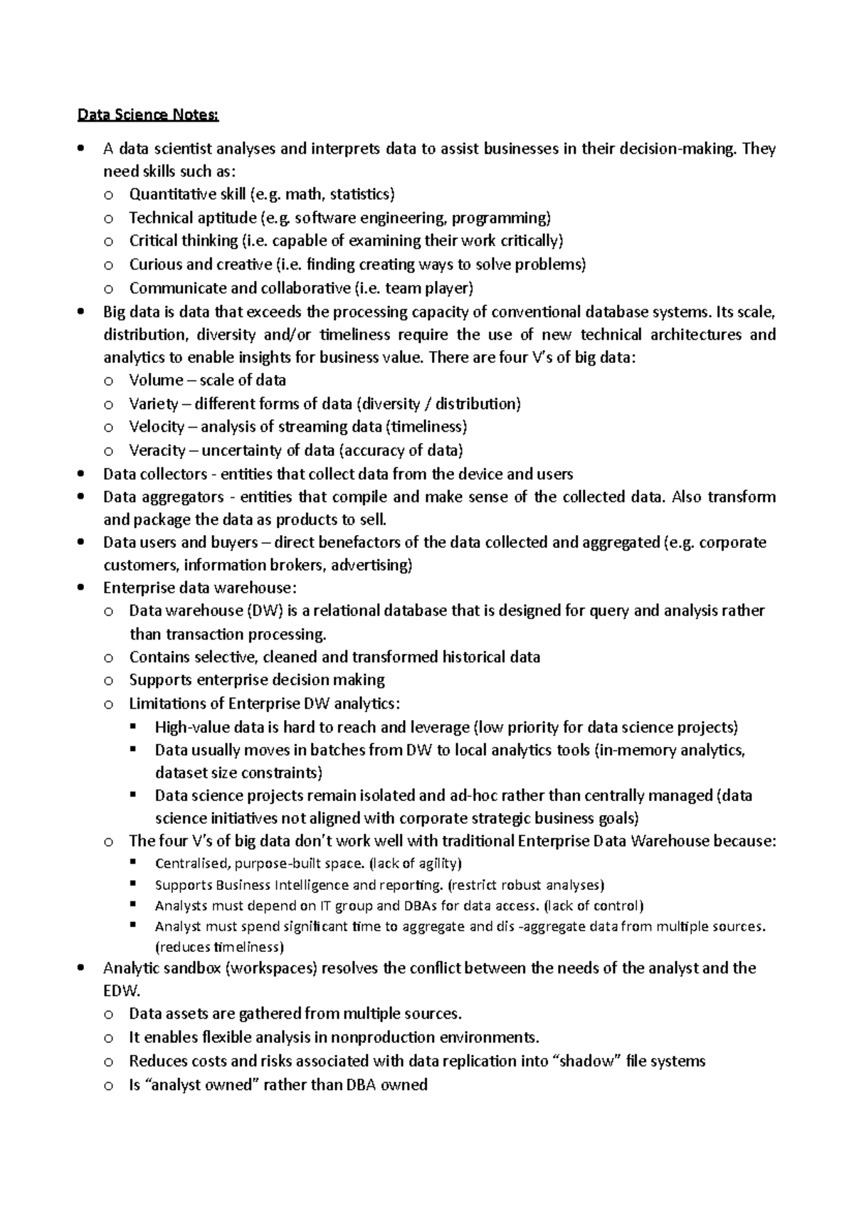 Notes - Data Science Notes: A data scientist analyses and interprets ...