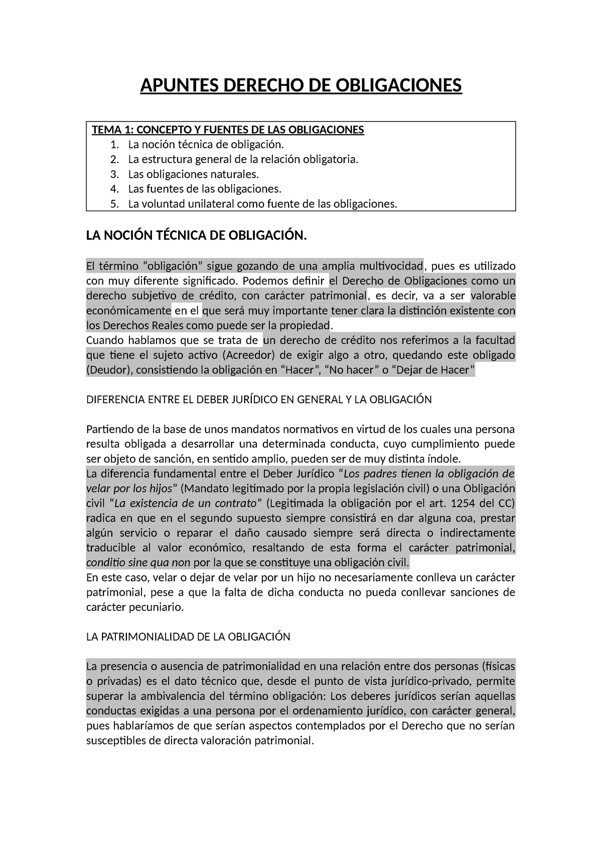 Apuntes Derecho DE Obligaciones - APUNTES DERECHO DE OBLIGACIONES TEMA ...