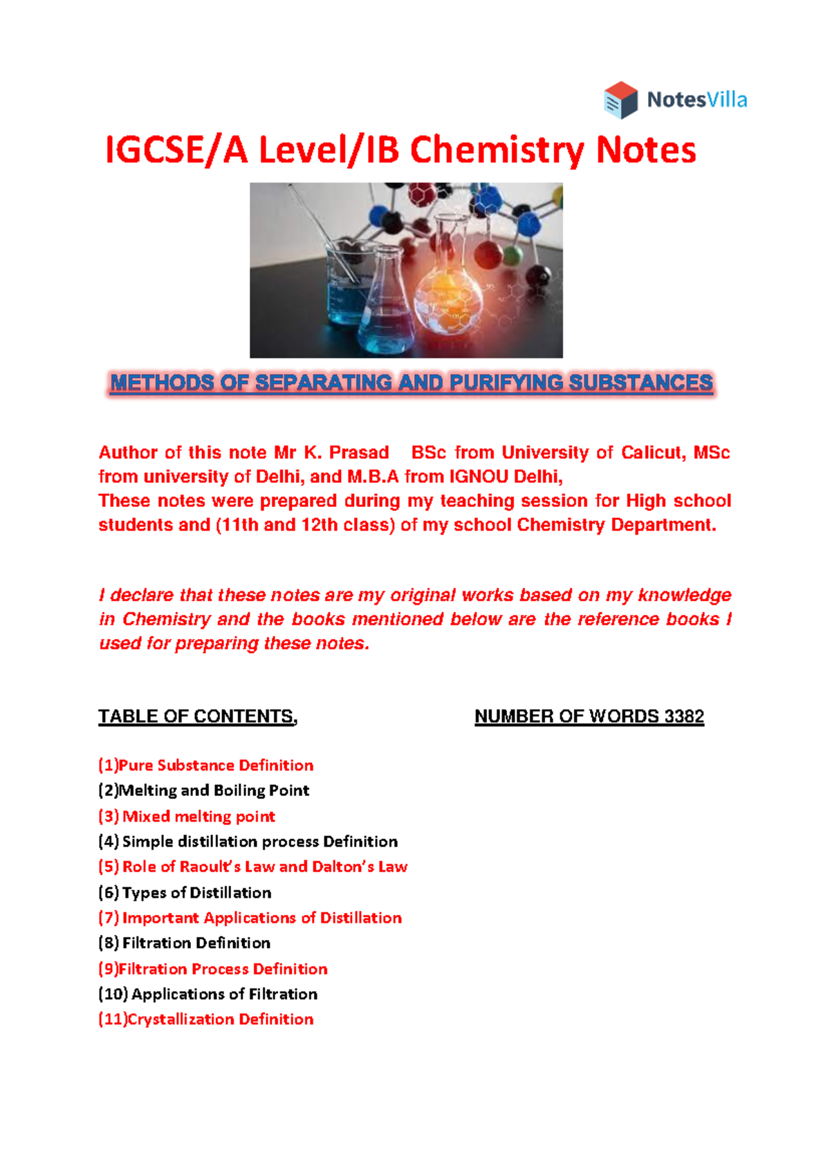 Chemistry on methods of separating and purifying substances - IGCSE/A ...