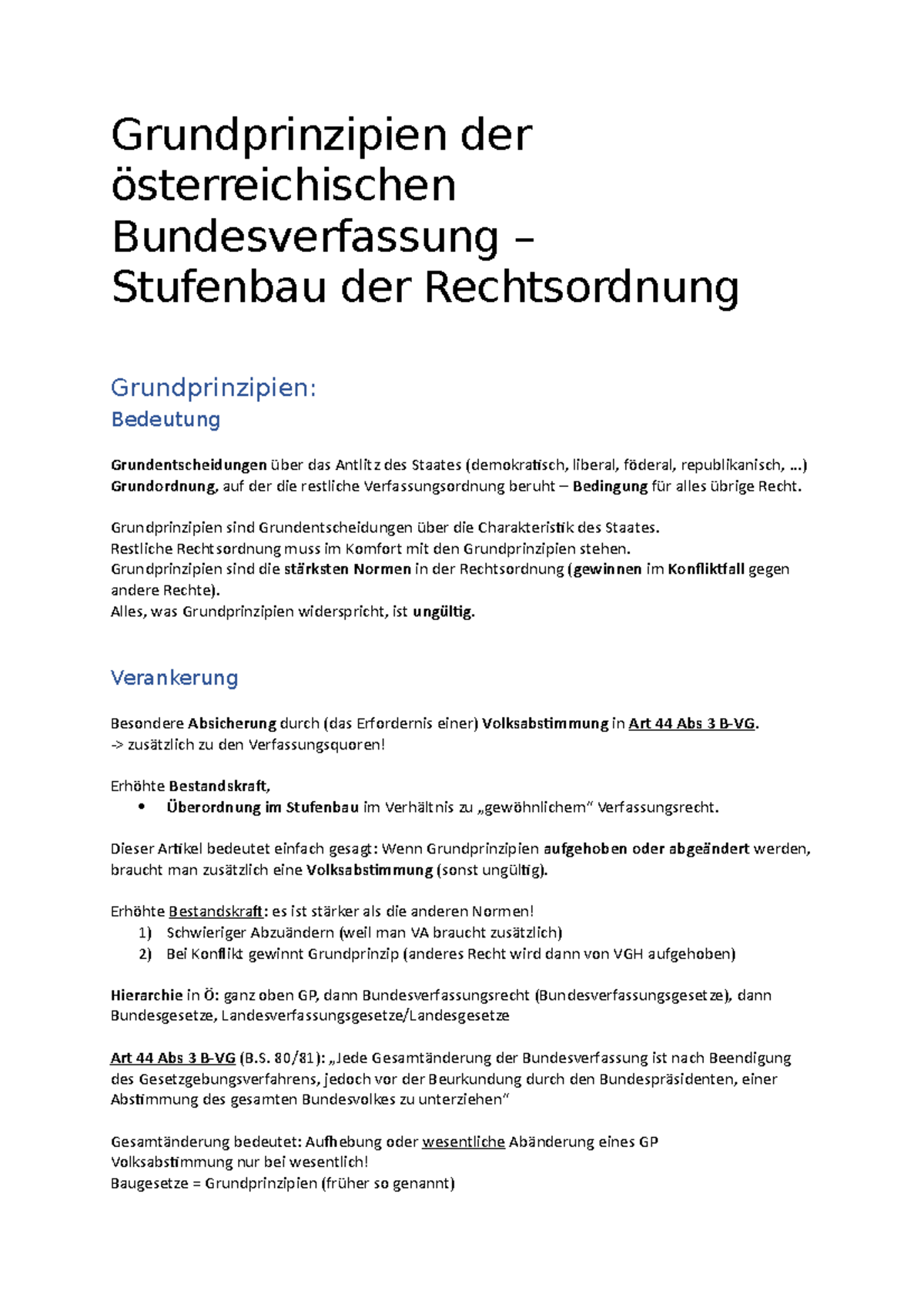 4. Lektion - Grundprinzipien Der österreichischen Bundesverfassung ...