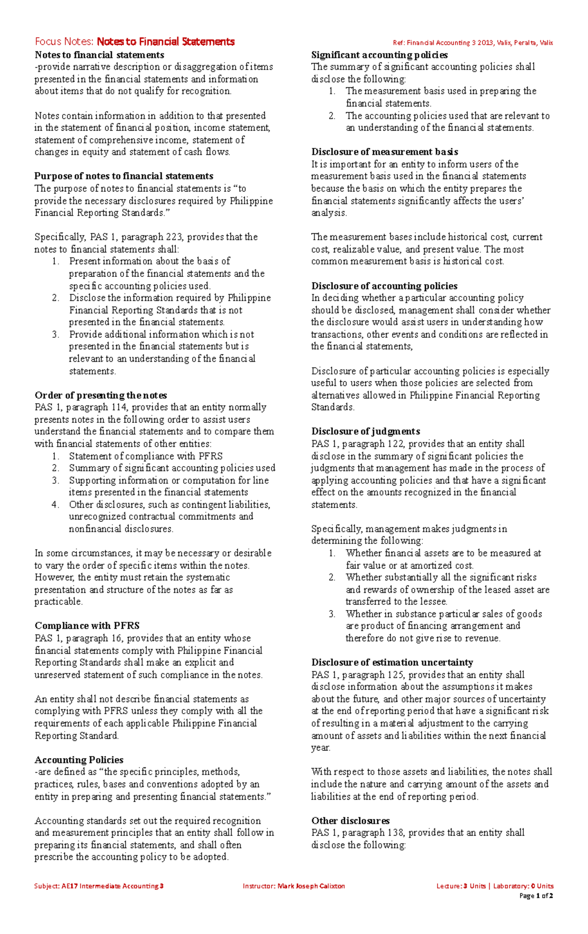 Ae17 03 notes to financial statements - Focus Notes: Notes to Financial ...