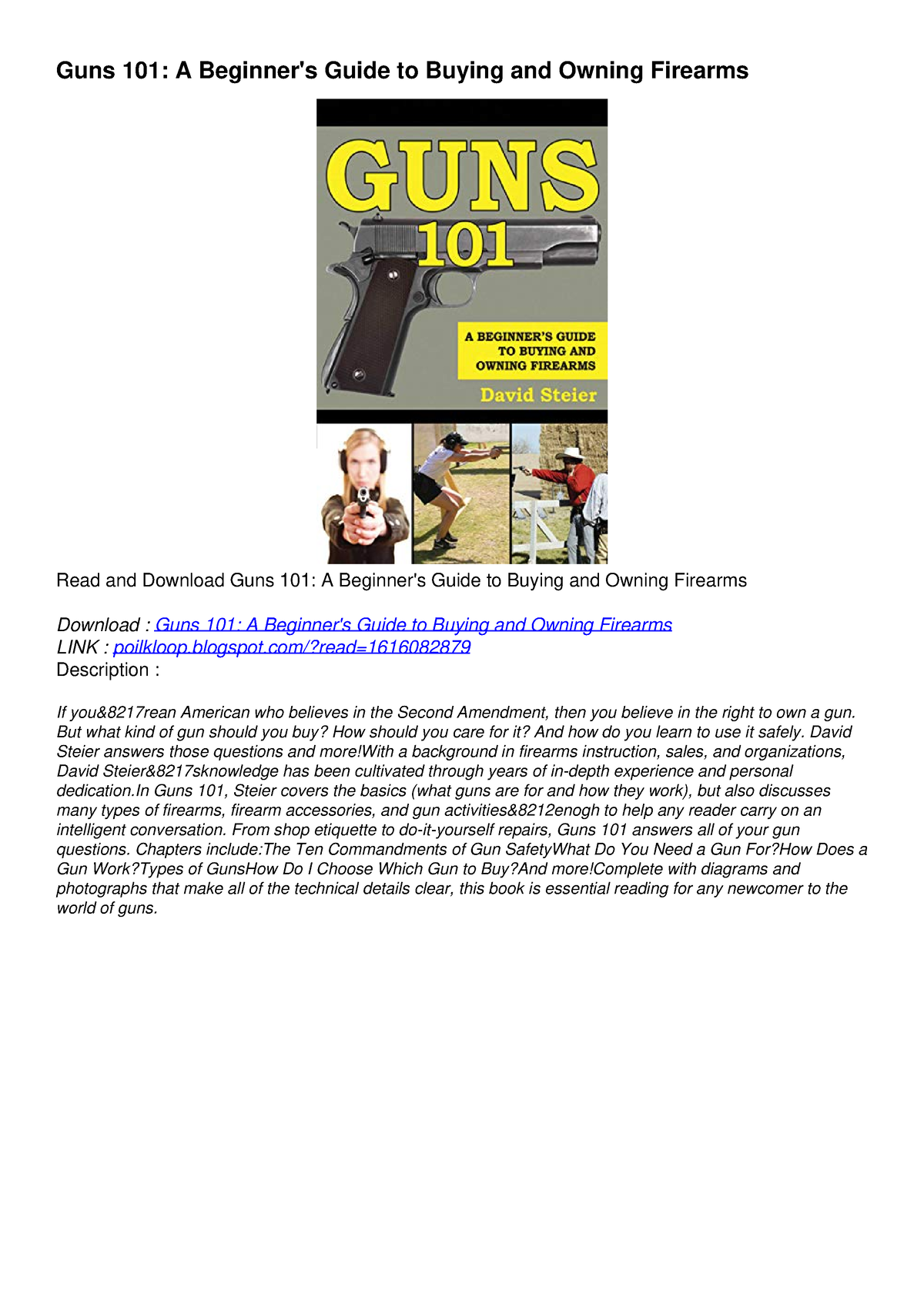 [PDF] READ] Free Guns 101: A Beginner's Guide To Buying And Owning ...