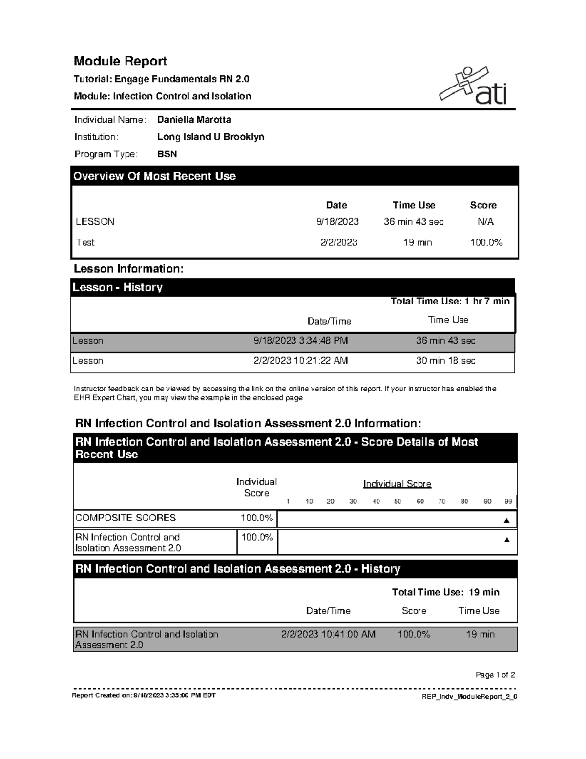 Infection Control Module Report Lesson Information Tutorial Engage