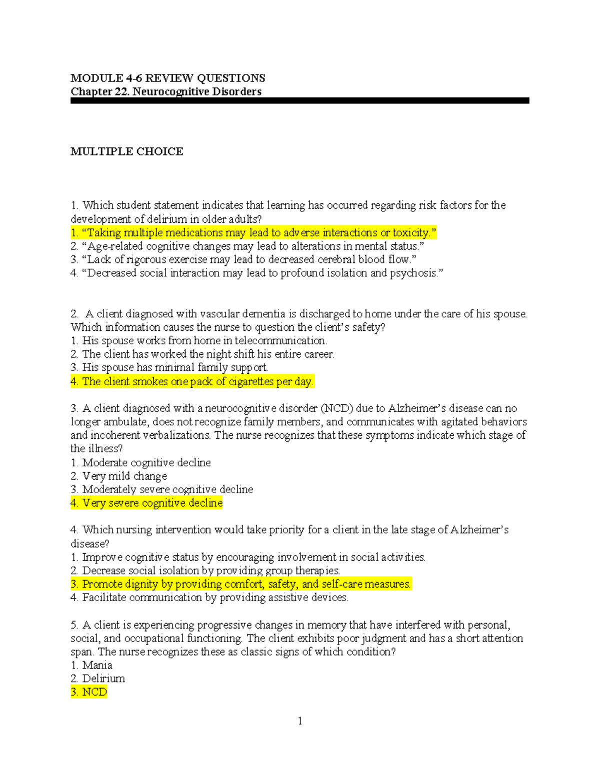 Mental Health Review Questions Modules 4 5 and 6 MODULE 46 REVIEW QUESTIONS Chapter 22. Studocu