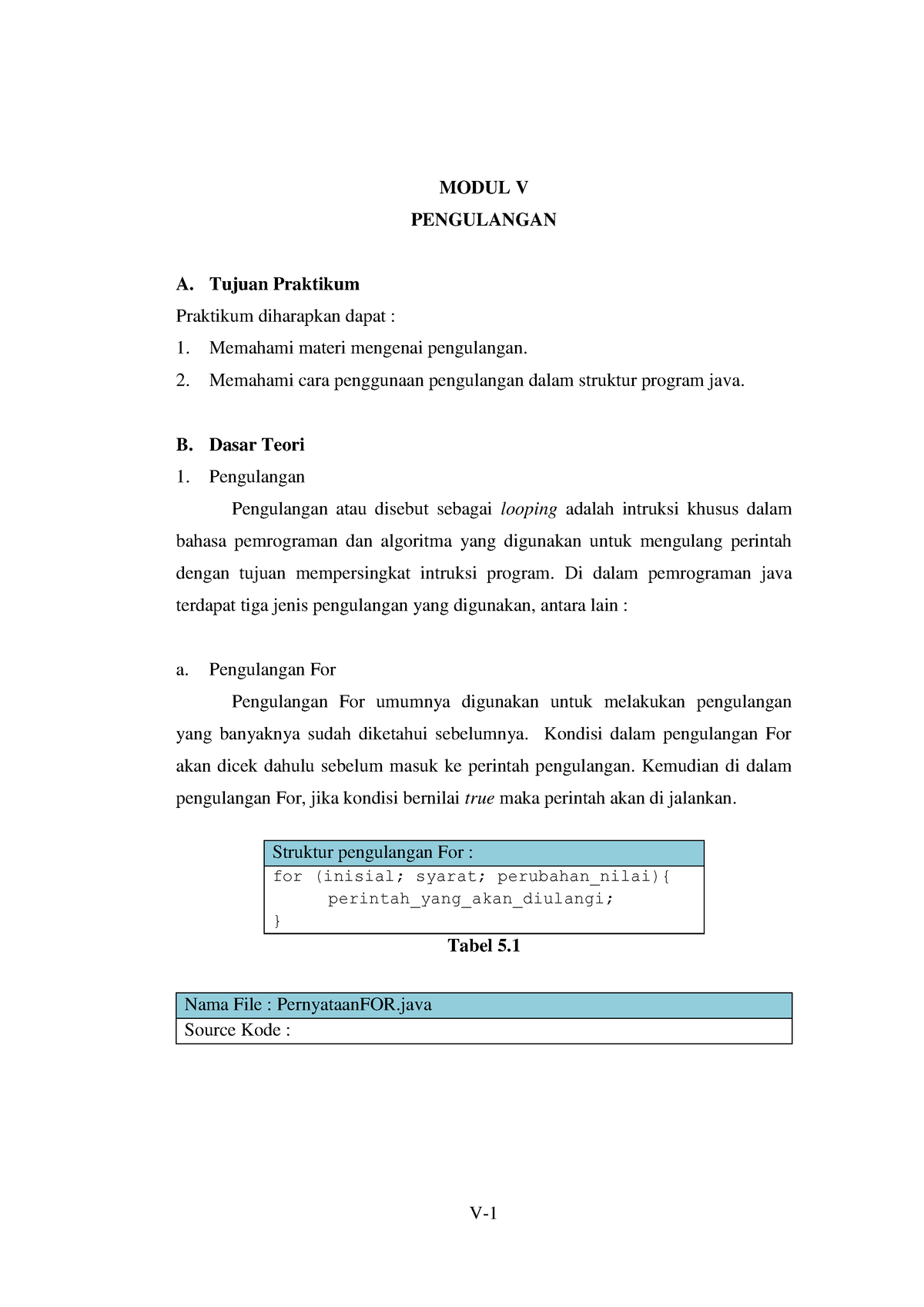 Laporan Praktikum Pengulangan Pada Bahasa Java V Modul V Pengulangan A Tujuan Praktikum 8146