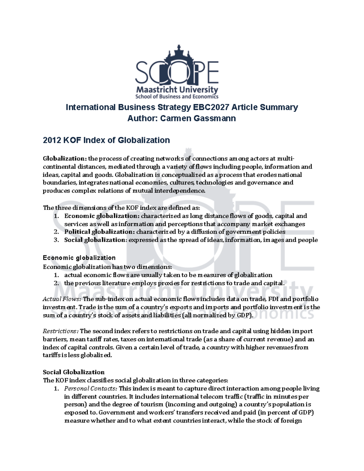 Summary International Business Strategy Articles Studeersnel