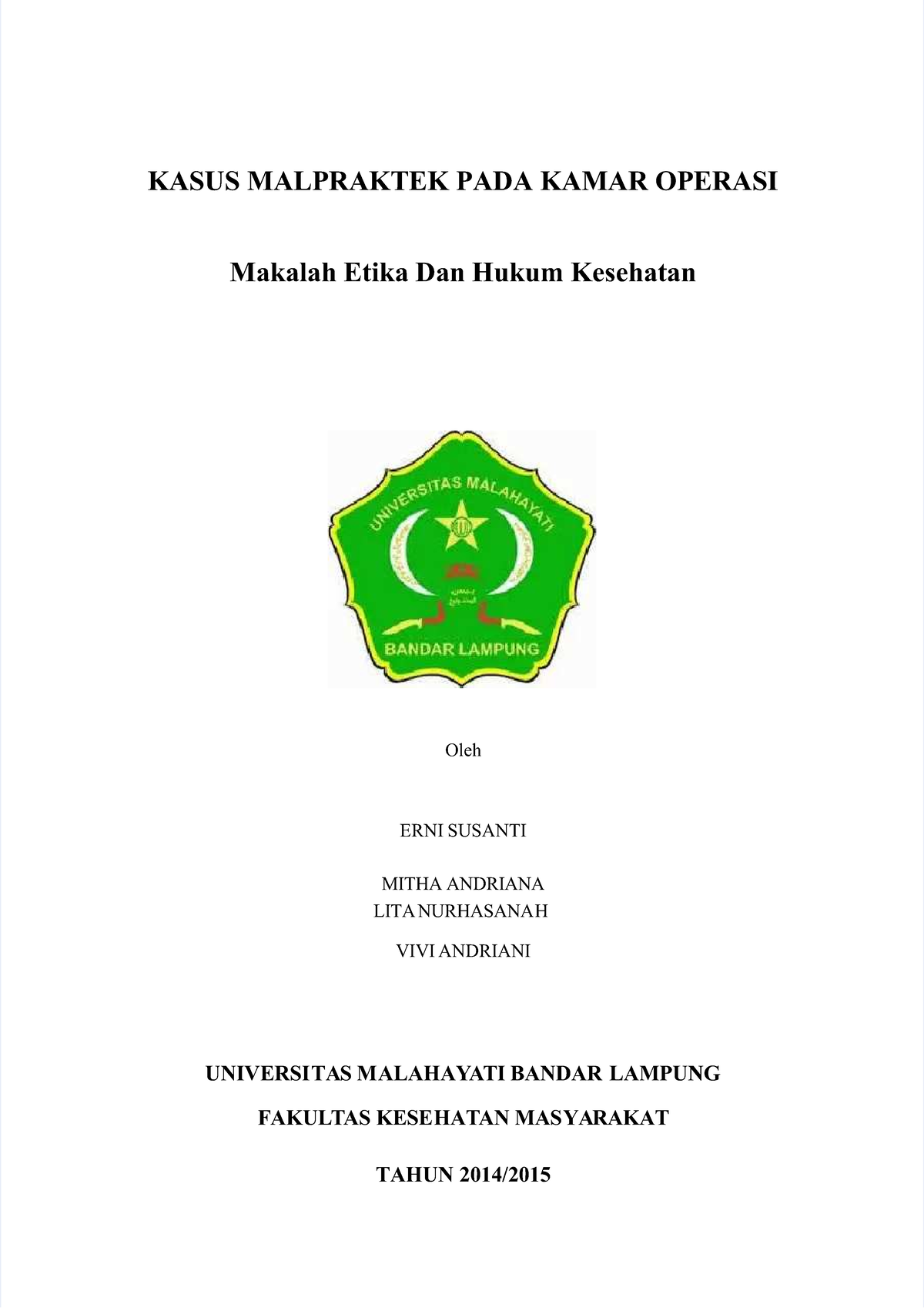 Pdf-makalah-kasus-malpraktik Compress - KASUS MALPRAKTEK PADA KAMAR ...