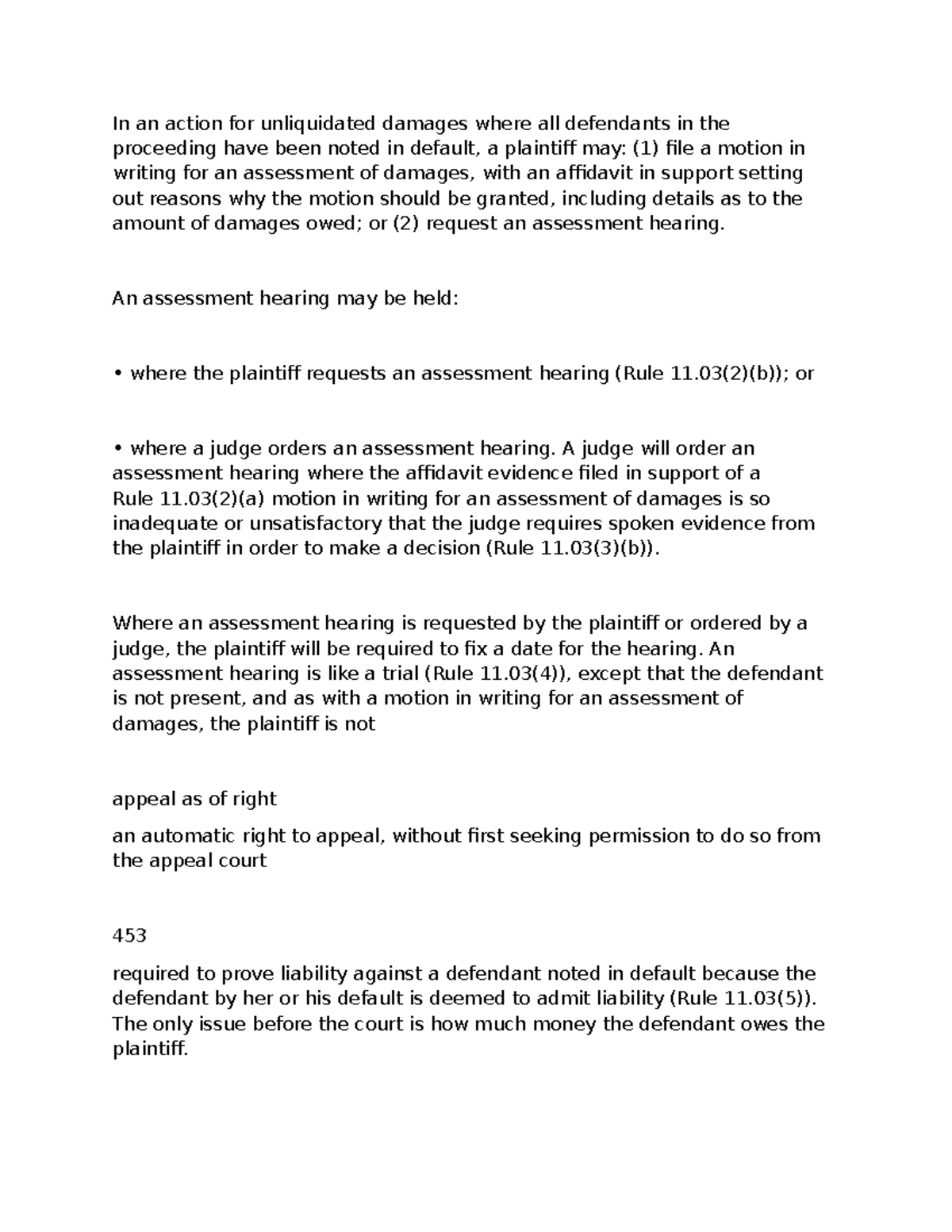 Ch 910 summary small claims In an action for unliquidated damages