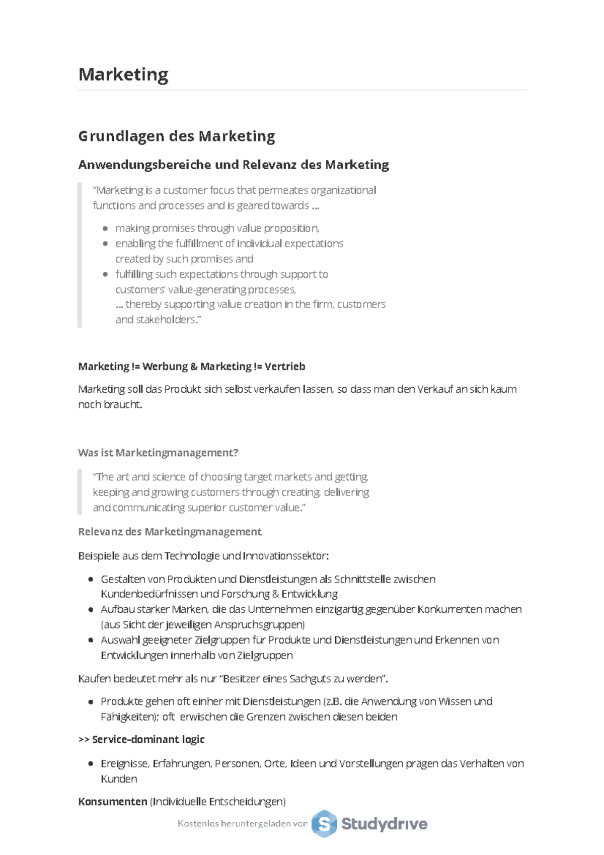 BWL 2 Zsmfsg - Marketing Vorlesung 456 - Marketing Grundlagen Des ...