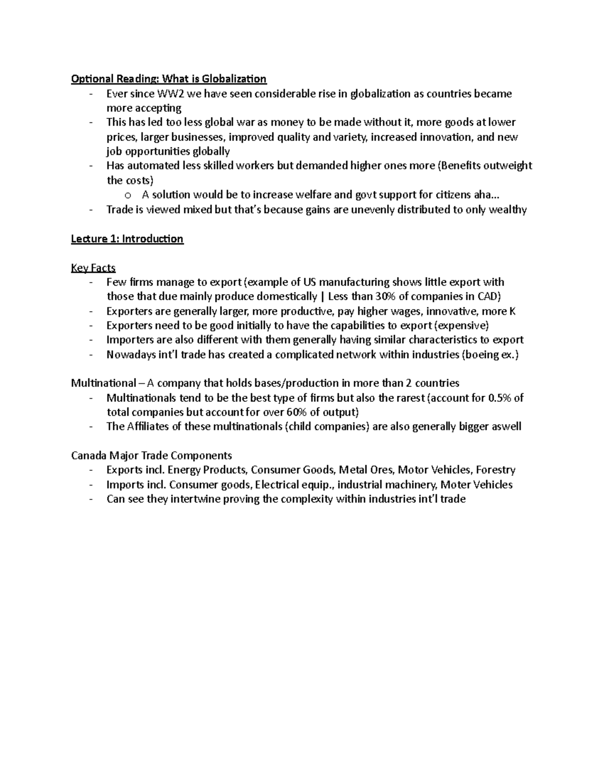 Lecture Notes 1 - Optional Reading: What is Globalization - Ever since ...