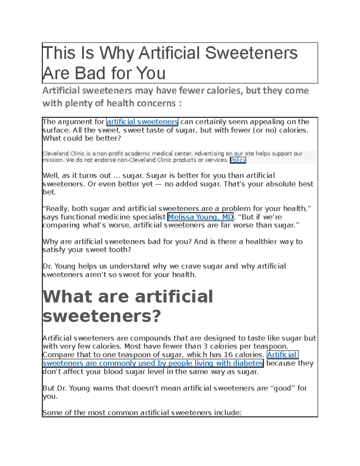 This Is Why Artificial Sweeteners Are Bad for You This Is Why