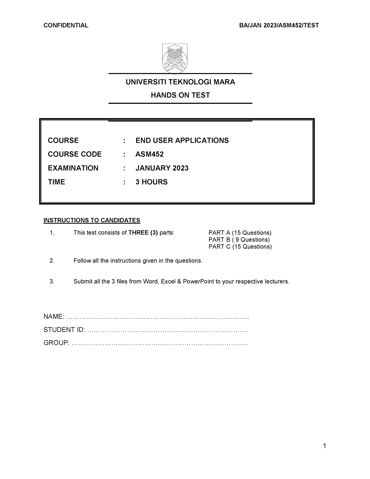 Set 2 Question - ACC 407 - INSTRUCTIONS TO CANDIDATES 1. This Test ...