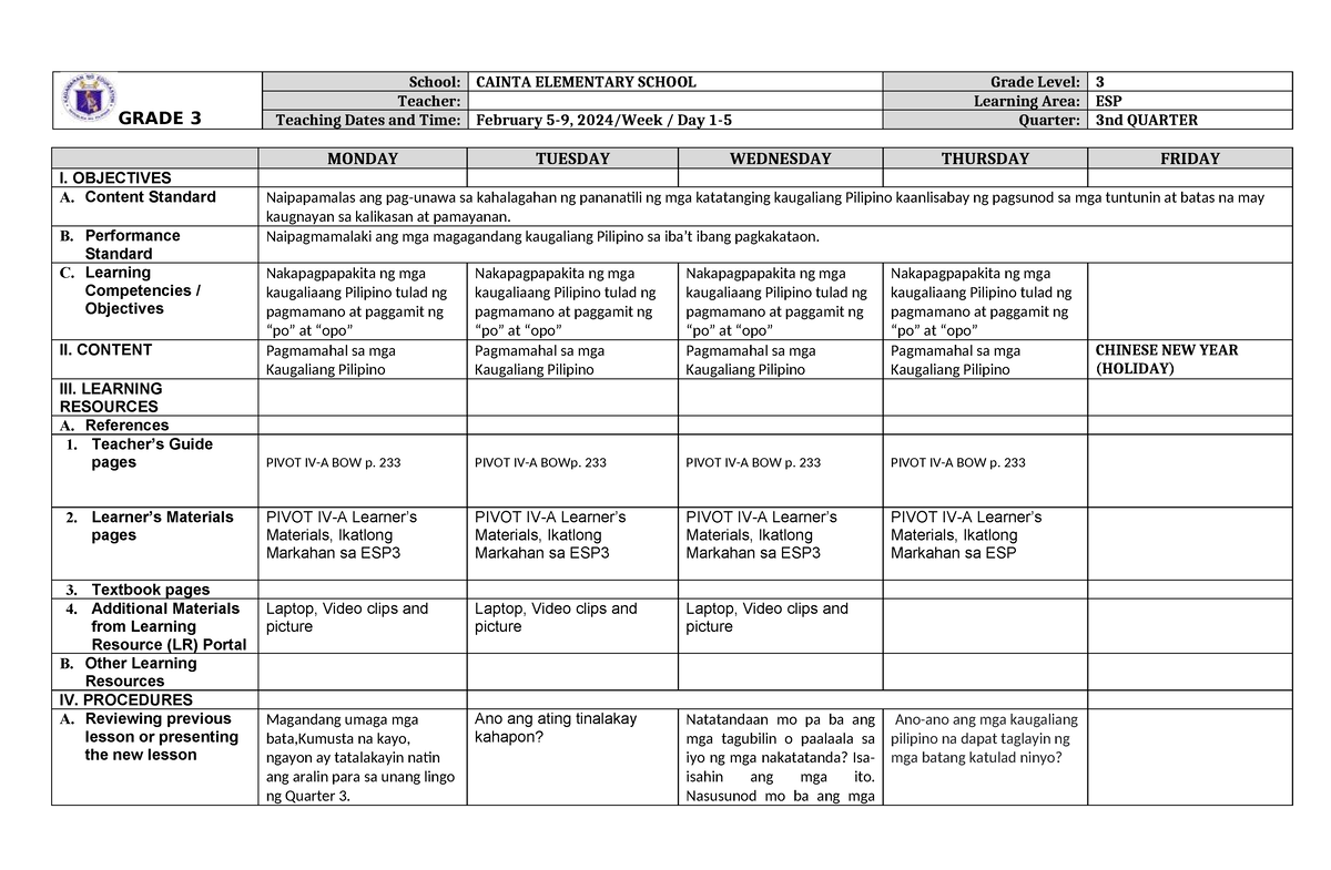 assignment grade 3