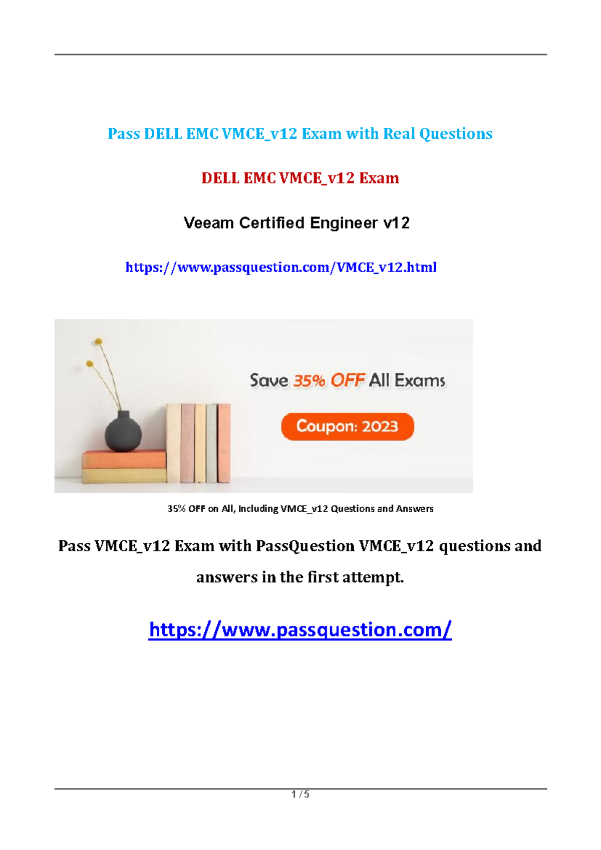 Veeam Certified Engineer v12 VMCE v12 Exam Questions - Pass DELL EMC ...