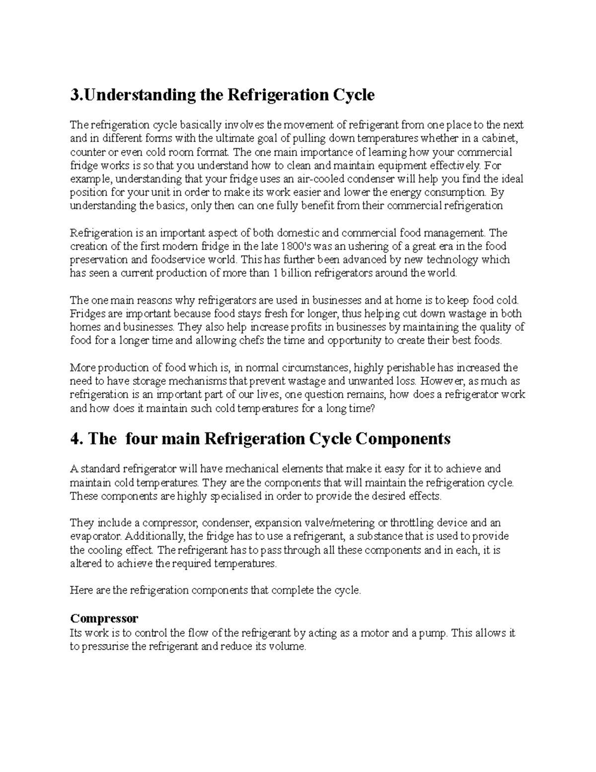 Basic refrigeration cycle and four main components of refrigeration