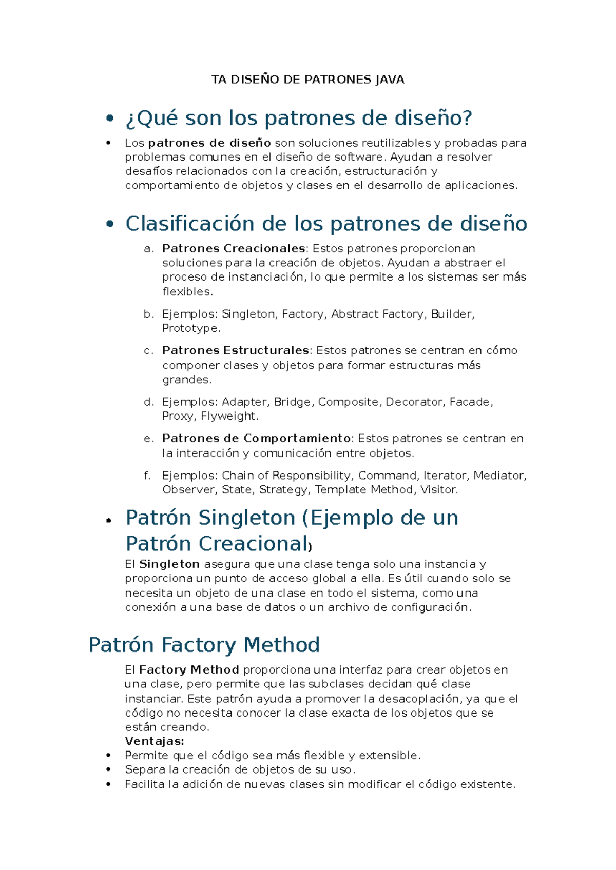 TA Diseño DE Patrones JAVA - TA DISEÑO DE PATRONES JAVA ¿Qué son los ...