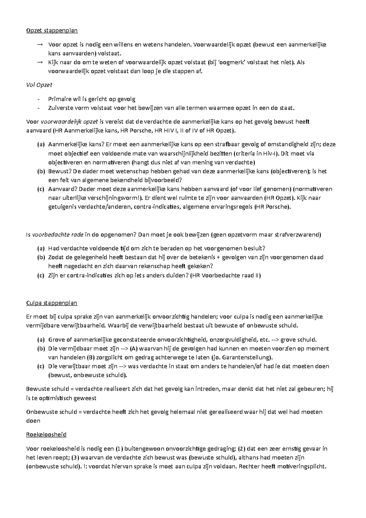 Stappenplan: Opzet En Culpa - Opzet Stappenplan Voor Opzet Is Nodig Een ...