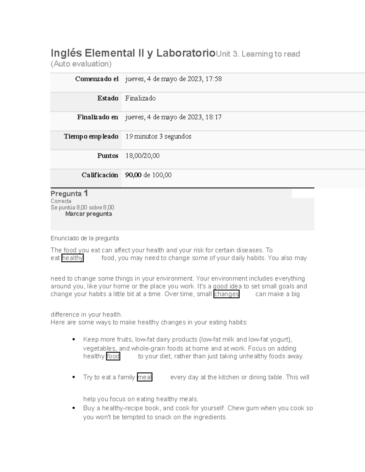 3ra Autoevaluacion De Ingles Elem Ii Y Lab Ejercicio 2 Inglés 3ra Autoevaluacion De Ingles Elem Ii Y Lab Ejercicio 2 Inglés