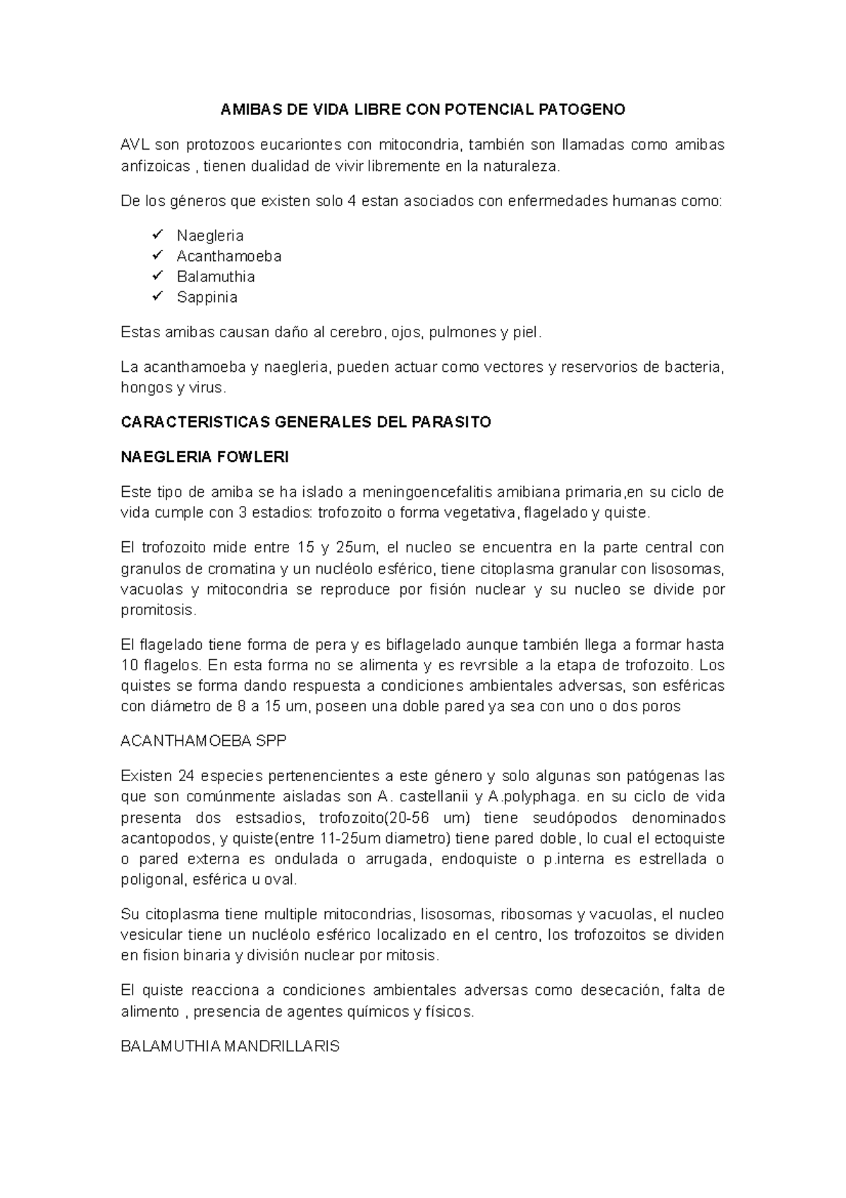 Amibas De Vida Libre Con Potencial Patogeno Amibas De Vida Libre Con