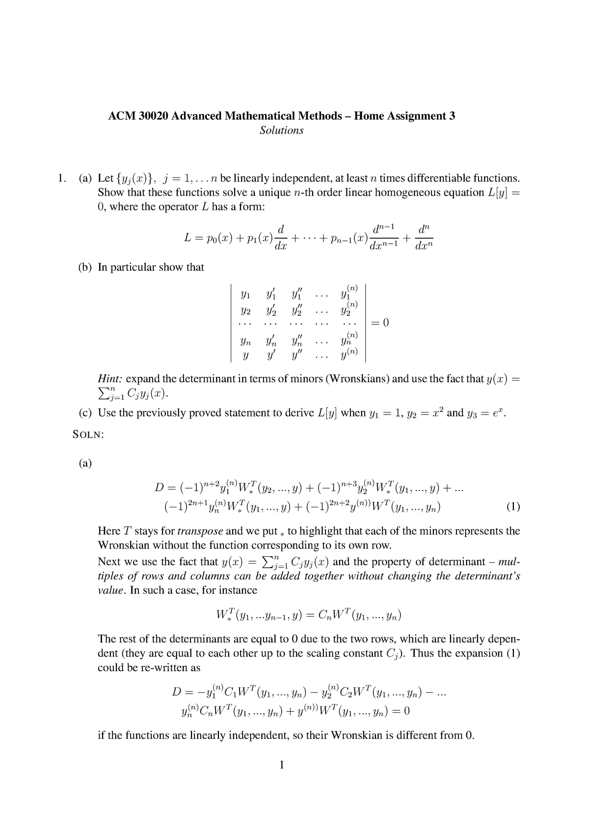 Adv Meth 3 15 Solutions Assignment Studocu