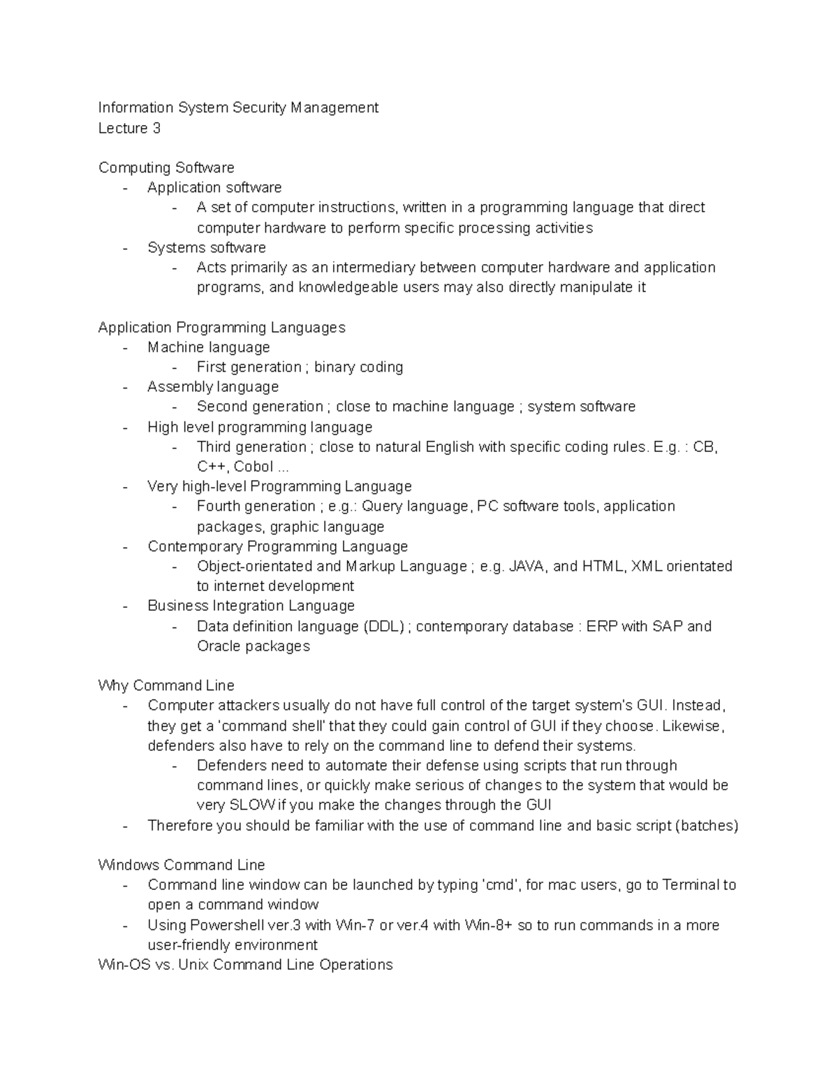 INFO414 lecture 3 notes - Information System Security Management ...