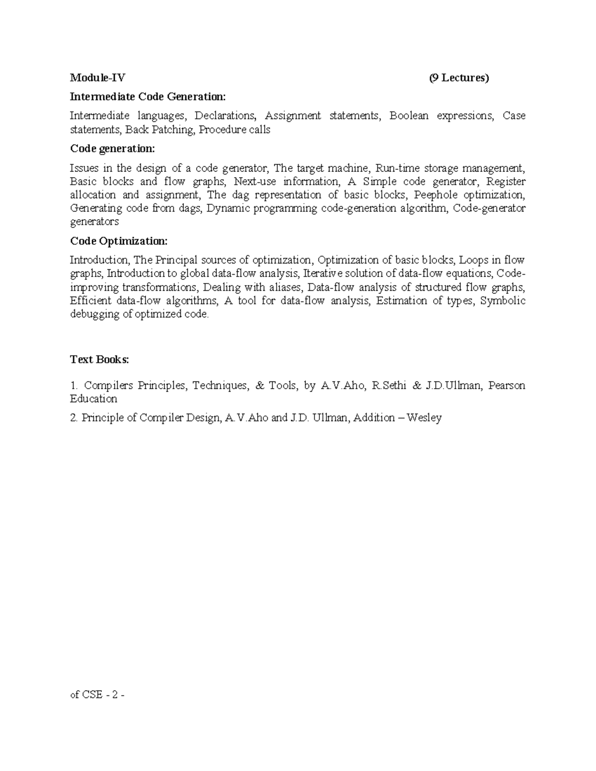 1 - Notes - Module-IV (9 Lectures) Intermediate Code Generation ...