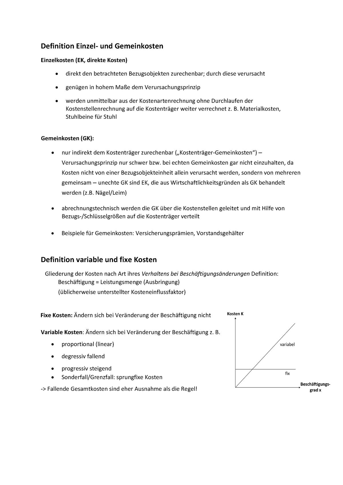 Gemein Einzelkosten Und Varaible Und Fix Kosten - Definition Einzel ...