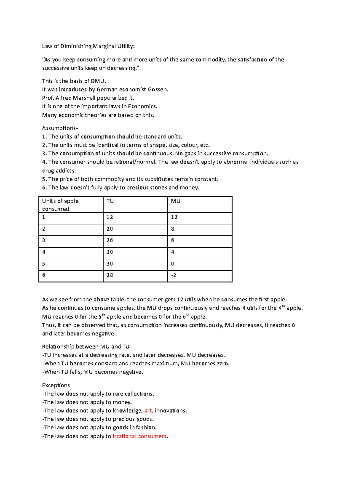 Law of Diminishing Marginal Utility - ” This is the basis of DMU. It ...