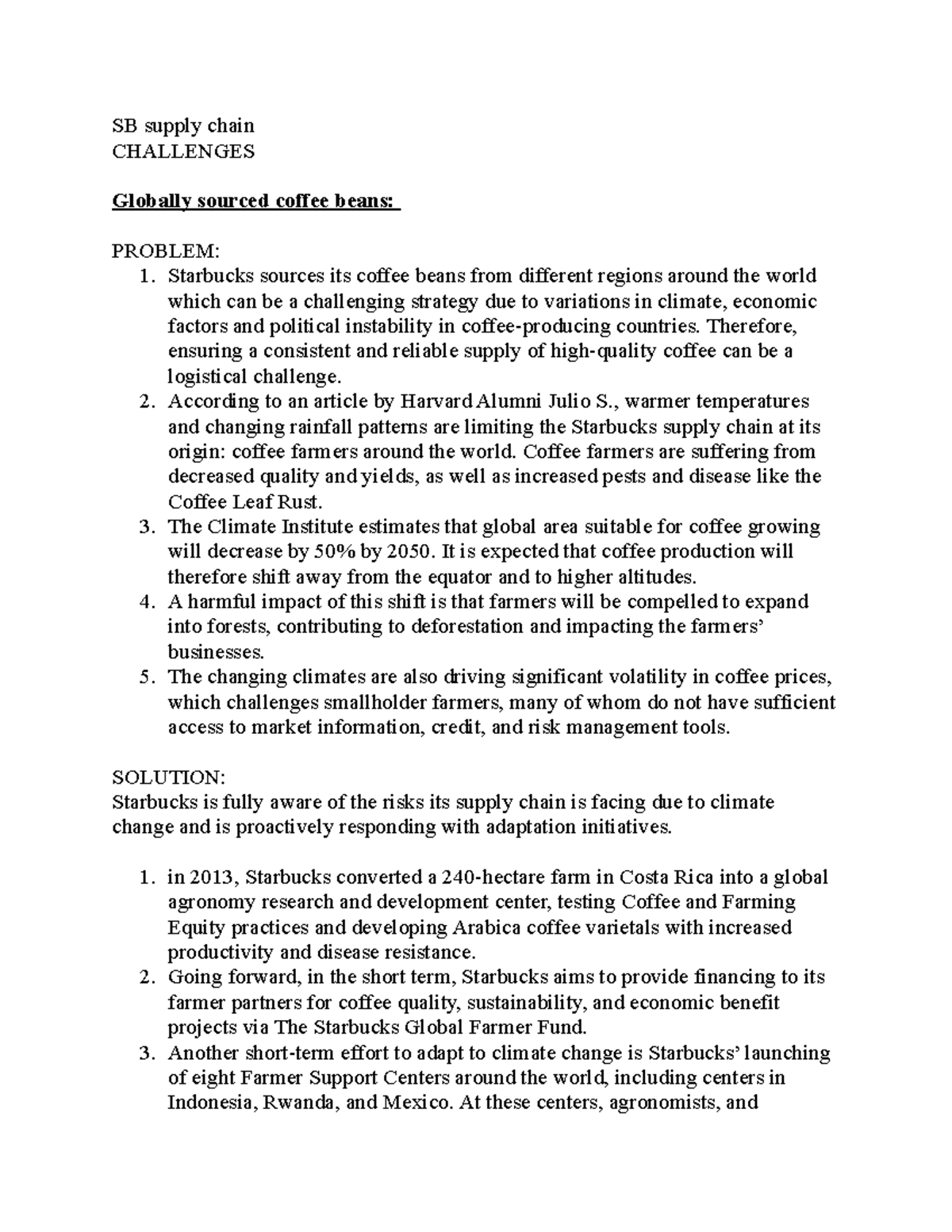 SB supply chain notes SB supply chain CHALLENGES Globally sourced